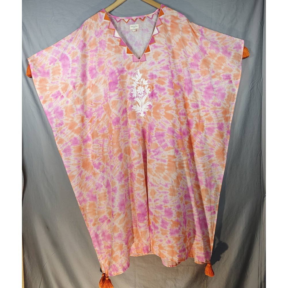 NoLoGo Chic Cotton Summer Multi Color Tassels‎ Kaftan Dress S/M